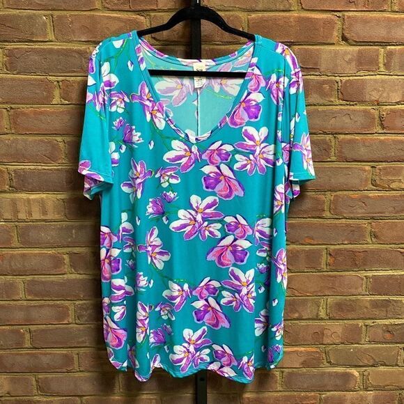 Sew In Love Green Floral Shirt Sleeve Top Size 3X NEW - Picture 2 of 5
